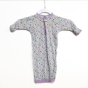Gerber Girls Purple Floral Cotton Sleeper Overall Dress Snap Long Sleeve 0-6M